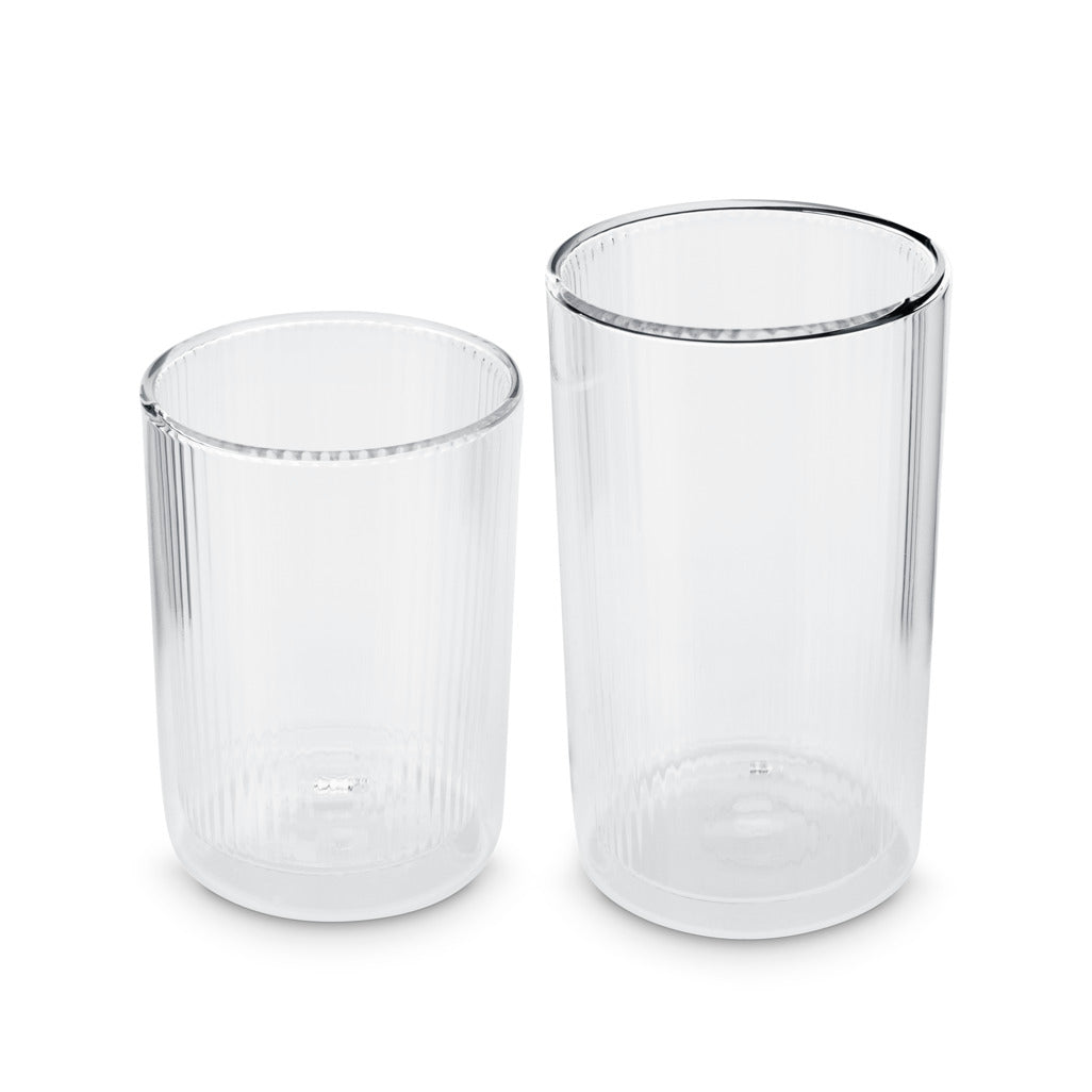 T2 Ribbed Double Walled Glass Tumbler (Tall)